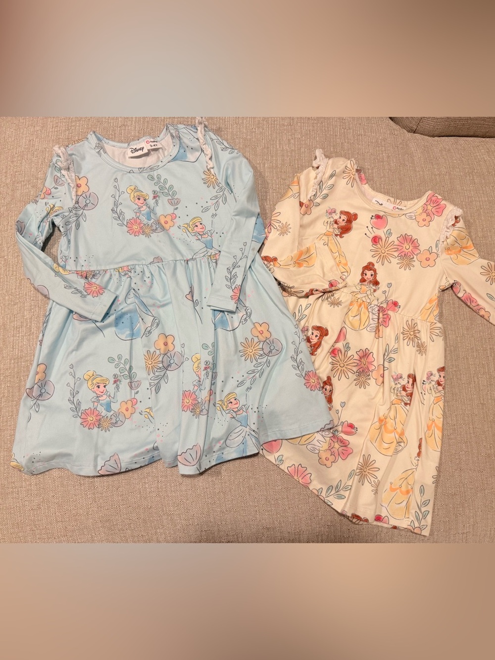 Disney Princess Dresses in Light Blue and Cream Floral Prints
